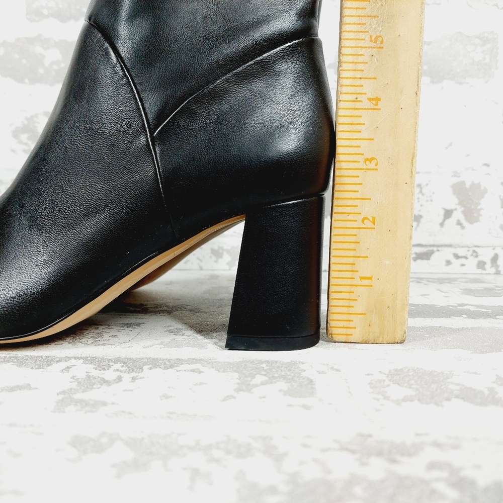 New NORDSTOM rack Naja Black Square Toe Flared Block Heel Bootie C340 - Picture 2 of 11